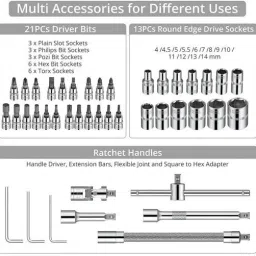cospex Screwdriver and Socket Set Automobile Tool Kit - Red, 46 Pieces Cycling tool kit set image 5