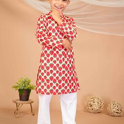 FabJunior Boys Printed Regular Pure Cotton Kurta with Pyjamas-image-67