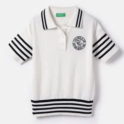 United Colors of Benetton Girls Striped Polo Collar Pure Cotton Regular Fit T-shirt-picture-33