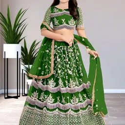 F Plus Fashion Girls Semi-Stitched Lehenga & Unstitched Blouse Net-picture-24