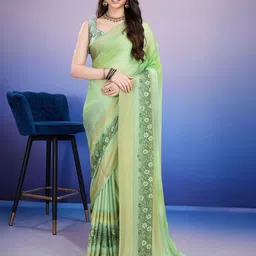 Rekha Maniyar Floral Pure Crepe Heavy Work Block Print Saree-image-37