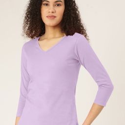 BRINNS Women V-Neck Raw Edge T-shirt-image-97