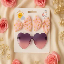 ANNA CREATIONS Girls set of 2 Bow Alligator Hair Clip with Sun Goggles Hair Accessory-image-75