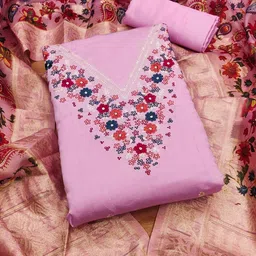 DIVASTRI Floral Embroidered Thread Work Unstitched Dress Material-image-54