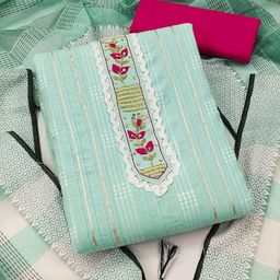HERE&NOW Striped Gotta Patti Unstitched Dress Material-image-69