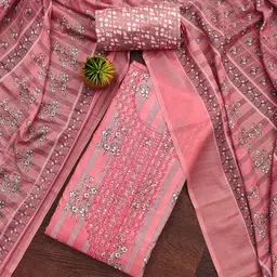 KALINI Floral Printed Sequinned Unstitched Dress Material-image-36