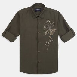 CHARCHIT Boys Comfort Relaxed Fit Solid Spread Collar Cotton Party Shirt-picture-0