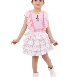 BAESD Corazon Girls Round Neck Ruffle Top & Polka Dot Skirt-image-76