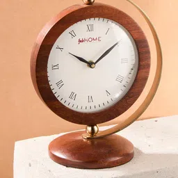 Fabindia White & Brown Traditional Table Clock-9