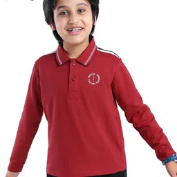ARIAS By LARA DUTTA Boys Solid Polo Collar Cotton T-shirt-image-80