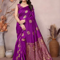 AMRUTKALA SAREES Paisley Woven Design Zari Banarasi Saree-26