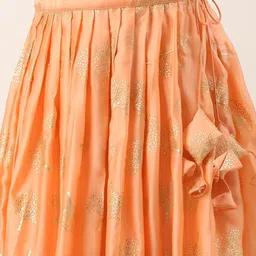 Ethnovog Georgette Printed Semi-Stitched Lehenga & Unstitched Blouse With Dupatta image 3