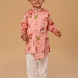 The Mini Trunk Boys Floral Printed Mandarin Collar Kurta With Pyjamas-picture-46