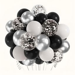 Special You 50 Pcs Black & White Birthday Decorations-picture-46