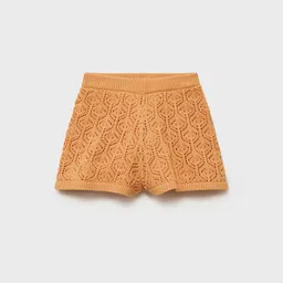 Mango Kids Girls Pure Cotton Open-Knit Above Knee Shorts-image-32