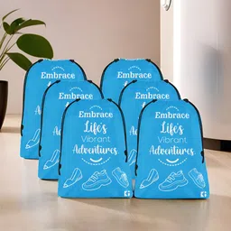Aura Blue & White 6 Pieces Printed Foldable Laundry Bags-4