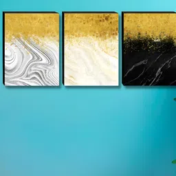 Myntra Elegant Homes Gold-Toned & Grey 3 Pieces Abstract Wall Art-image-92