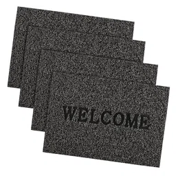 Kuber Industries Grey 4 Pieces Anti-Slip Welcome Printed Grass Door Mats-34
