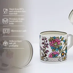 GOLDEN QUEEN'S Green & Pink Printed Bone China Glossy Cups Set of Cups and Mugs-picture-21