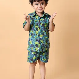 BEBE UNICORN Boys Printed Short Sleeves Pure Cotton Shirt With Shorts-picture-27