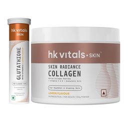 HK VITALS Set Of 2 Glutathione Tablets- 15 Tablets & Skin Radiance Marine Collagen- 100 g-15