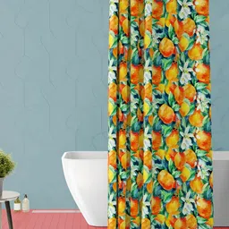 ArtzFolio Green & Orange Colored Printed Waterproof Shower Curtain-image-70