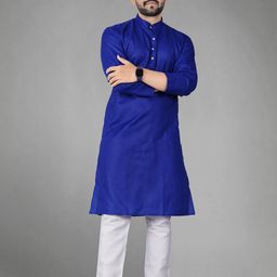 DVILLA Men Cotton Solid Straight Kurta-image-61
