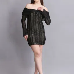 SWISHIN Women Off-Shoulder Net Bodycon Mini Dress-image-22
