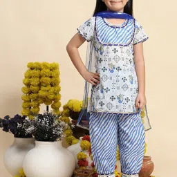 Cutiekins Boys Leheriya Printed Empire Kurta with Salwar & With Dupatta-picture-47