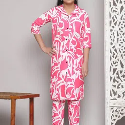 LADY SHOPI Girls Printed Regular Kurta with Trousers-image-30