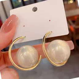 Celestria Korean Artificial Beaded Contemporary Drop Earrings-53