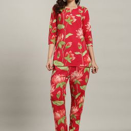 Meena Bazaar Women Floral Printed Regular Kurta with Trousers-28