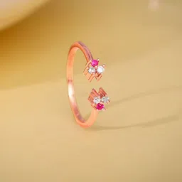 GIVA 925 Sterling Silver Rose Gold-Plated Zirconia Spark In You Adjustable Finger Ring-49