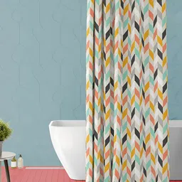 ArtzFolio Yellow and Green Geometric Printed Waterproof Shower Curtain-image-84
