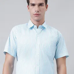 ACCOX Men Vertical Striped Spread Collar Cotton Formal Regular Fit Shirt-image-90
