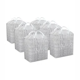 Aura 6Pcs Grey Jute Printed Foldable Laundry Bags With Handles - 106 L Each-5