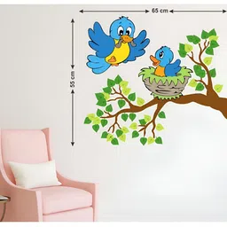 LANSTICK Blue & Green Cute Little Birds Self Adhesive Wall Sticker-image-86
