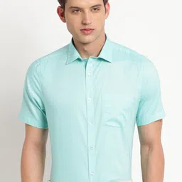 Turtle Men Standard Spread Collar Solid Cotton Slim Fit Formal Shirt-image-80
