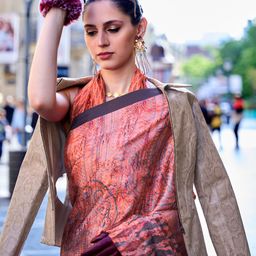 Mitera Abstract Printed Block Print Saree-5