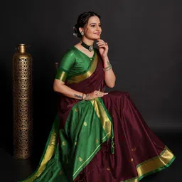 A S CREATION Woven Design Zari Pure Silk Kanjeevaram Saree-image-72