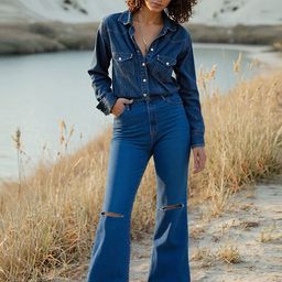 FREAKINS Women Bootcut High-Rise Slash Knee Jeans-picture-37