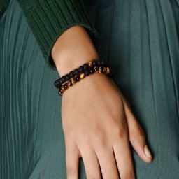 Nirvana Set Of 2 Tiger's Eye Beaded Elasticated Bracelet-image-66