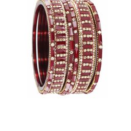 ZULKA Set Of 6 Zircon Diamonds Studded & Beaded GlassBangles image 5