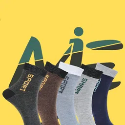 MJE Pack Of 5 Printed Mid Rise Ankle Length Socks-picture-27