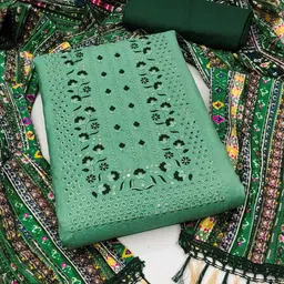 KALINI Floral Embroidered Thread Work Unstitched Dress Material-image-67