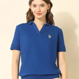 U.S. Polo Assn. Women Women Polo Collar Boxy T-shirt-picture-23