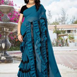 SAREEFLAME Floral Pure Georgette Saree-image-52