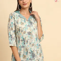 Anouk Rustic Floral Printed Shirt Collar Kurti-image-87
