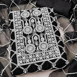 SAINOOR Embroidered Organza Unstitched Dress Material-image-73
