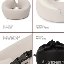 Assembly Beige Memory Foam Filled Polyester Travel Pillow image 4